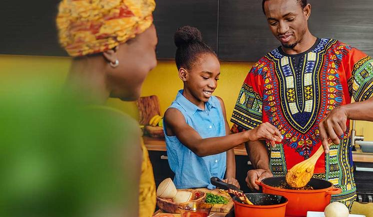 Family preparing fresh food